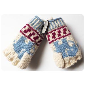 World Market Convertible Knit Elephant Mittens Gloves